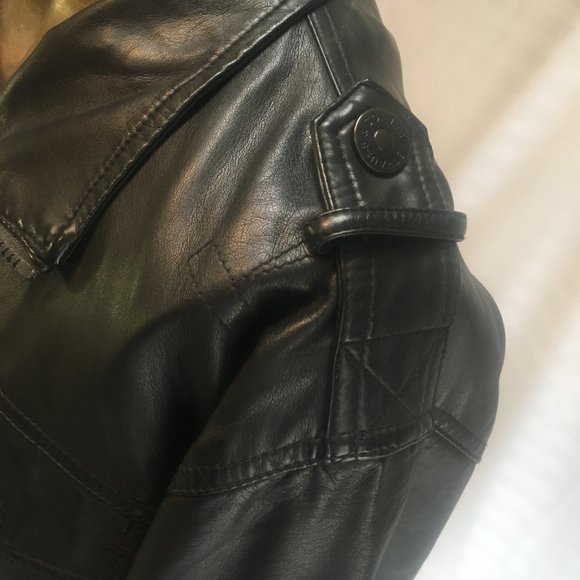 Levi's Mens Faux Leather Jacket Coat Black Bomber Trucker Biker Size XL 13862B - Picture 5 of 13